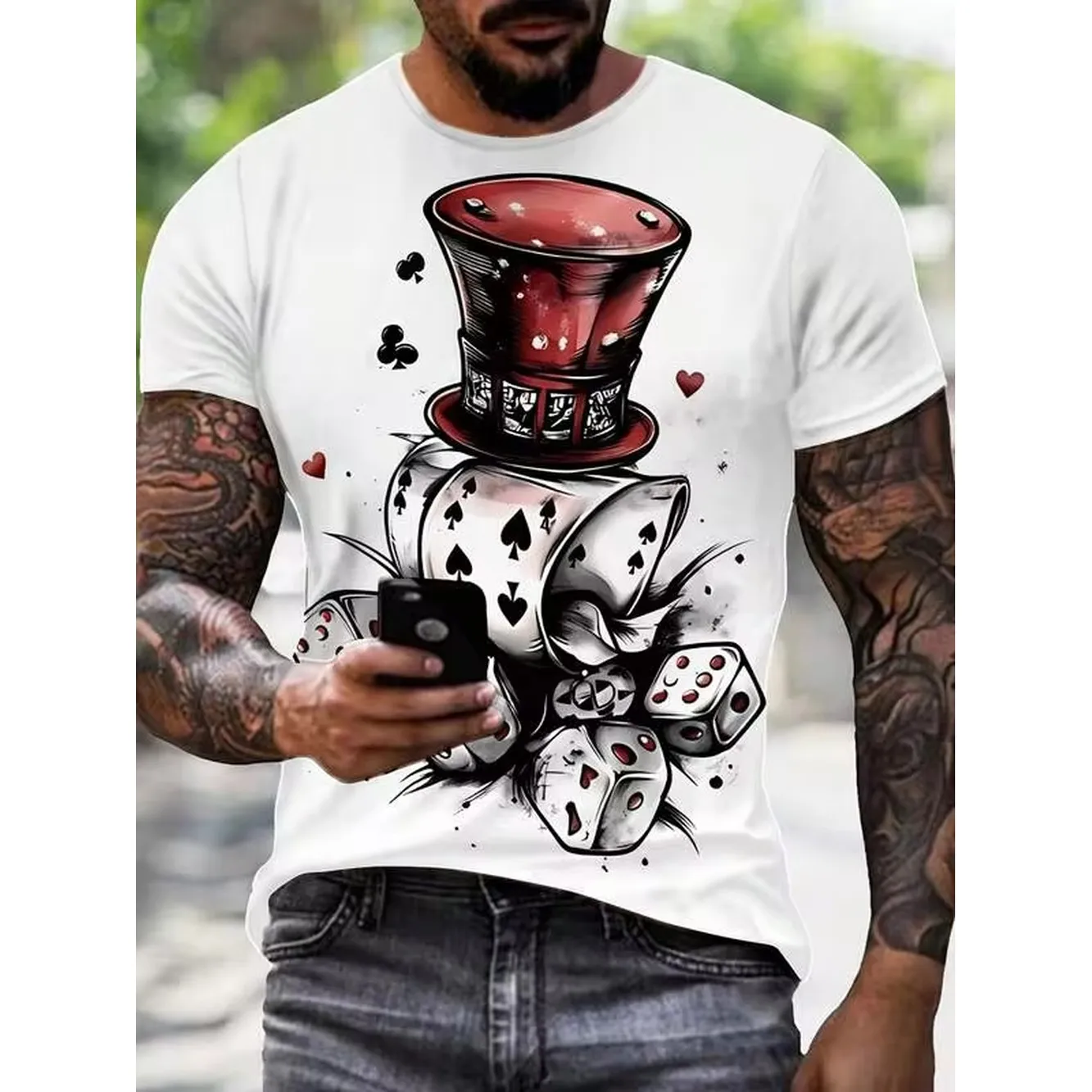 Themed Playing Card - Men'S 3D Playing Cards Graphic T-Shirt