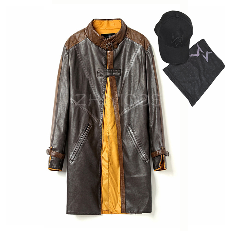 Windbreaker Anime Merchandise - Aiden Pearce Cosplay Costume PU Leather