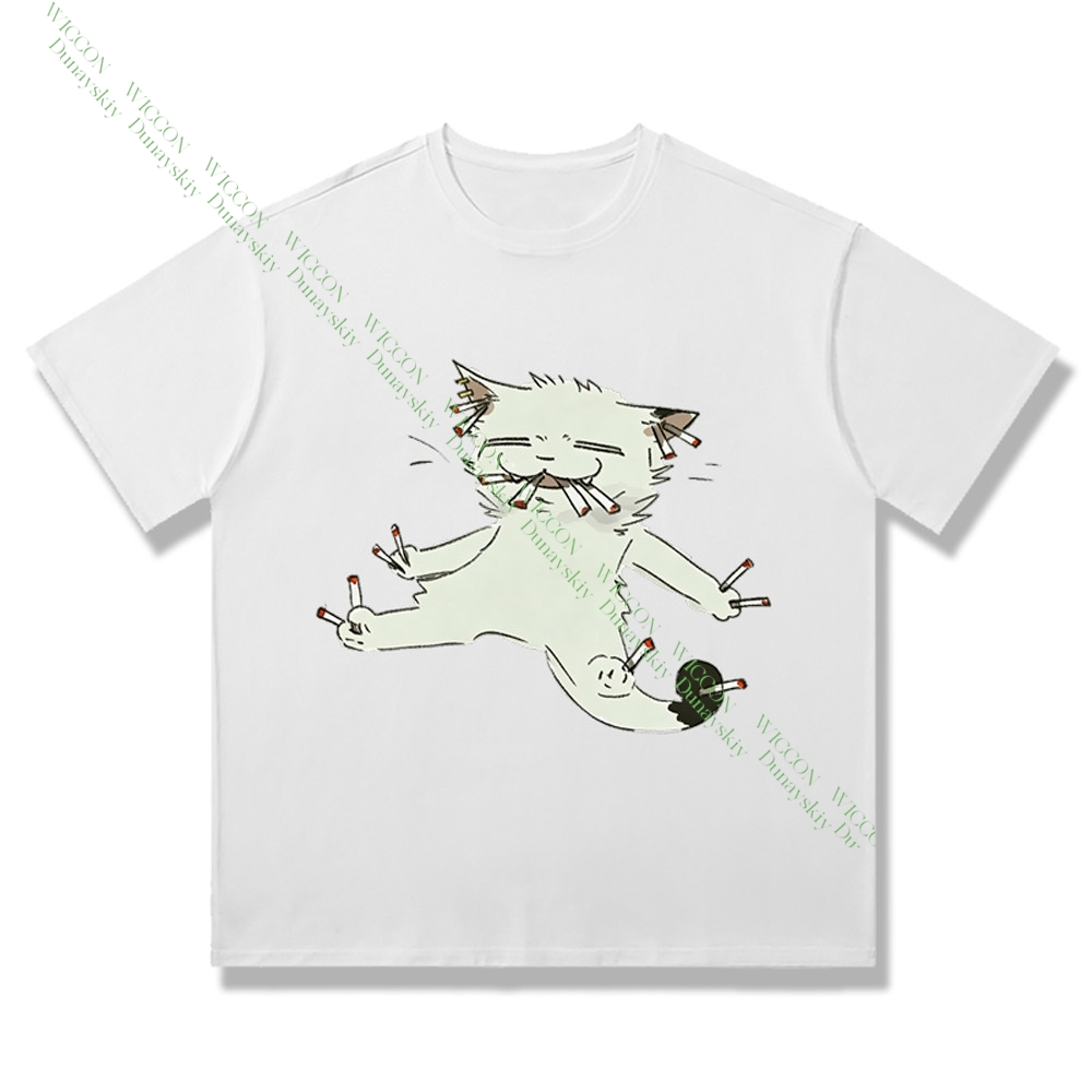 Chainsmoker Cat Yaniko Satou C - Anime Merchandise T-Shirts ulasan dan harga