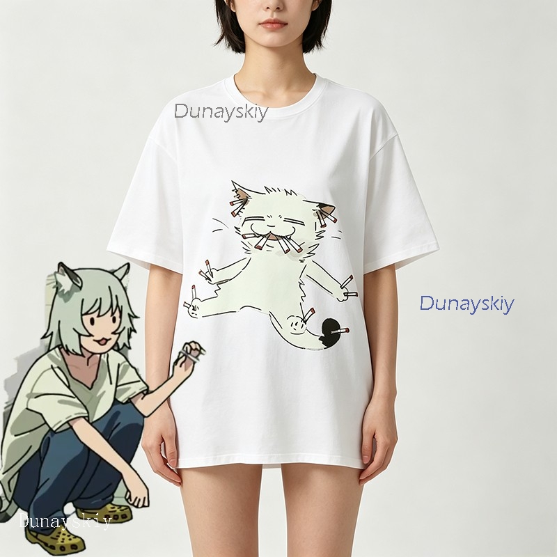 YesOk Chainsmoker Cat Yaniko S - Anime Merchandise T-Shirts ulasan dan harga