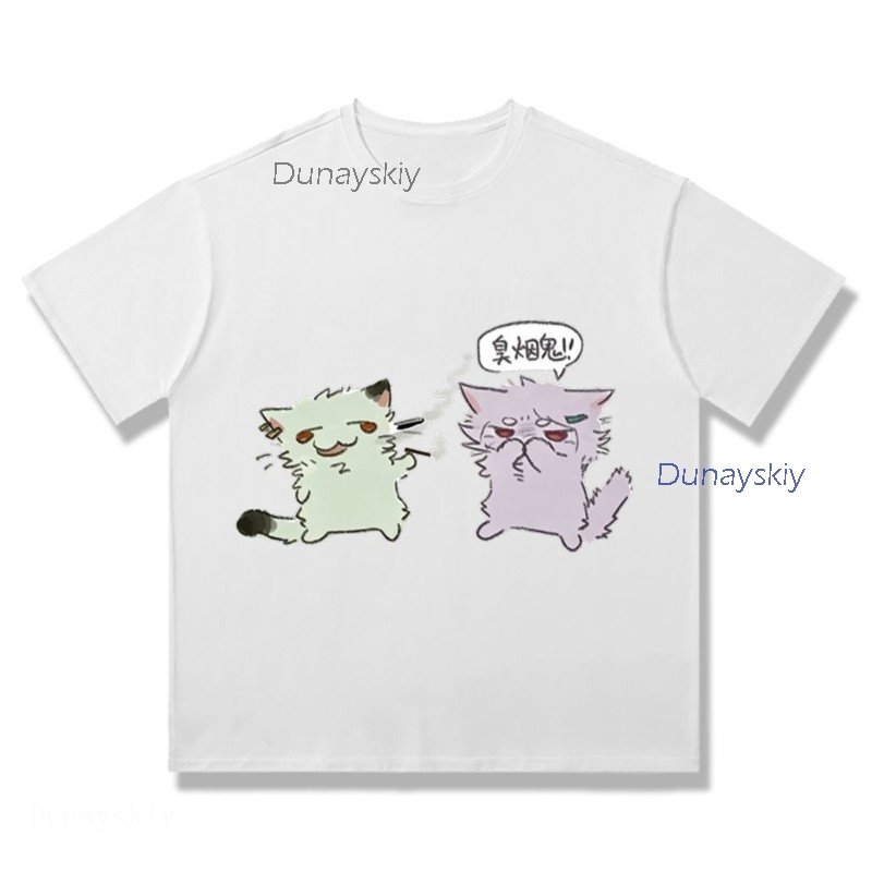 YesOk Chainsmoker Cat Yaniko S - Anime Merchandise T-Shirts ulasan dan harga