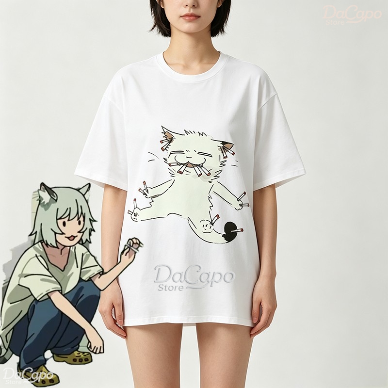 Chainsmoker Cat Yaniko Satou C - Anime Merchandise T-Shirts ulasan dan harga