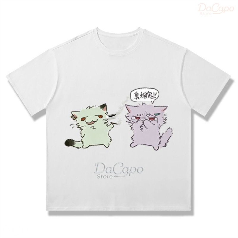 Chainsmoker Cat Yaniko Satou C - Anime Merchandise T-Shirts ulasan dan harga